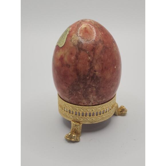 Vintage Hand Carved Alabaster Reddish Egg Paperweight Made in Italy PB192 - Picture 5 of 6